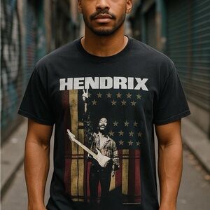 Jimi Hendrix Graphic Band T-Shirt Men’s Large Black Vintage Style Rock Tee USA